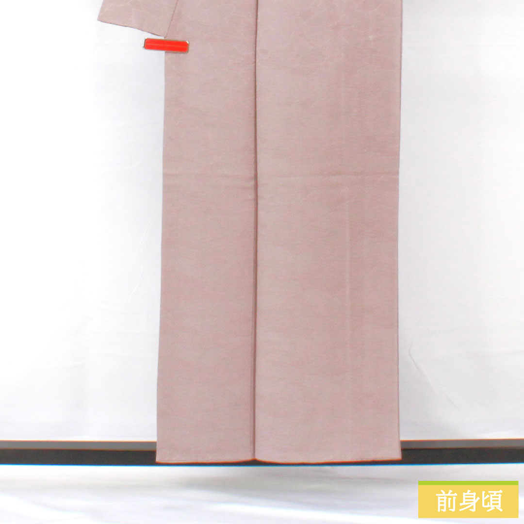 色無地 正絹 身丈154cm 裄丈66cm 桜鼠色(さくらねずいろ) 一つ紋 剣片喰 袷 Sランク 紫系 1114001842220