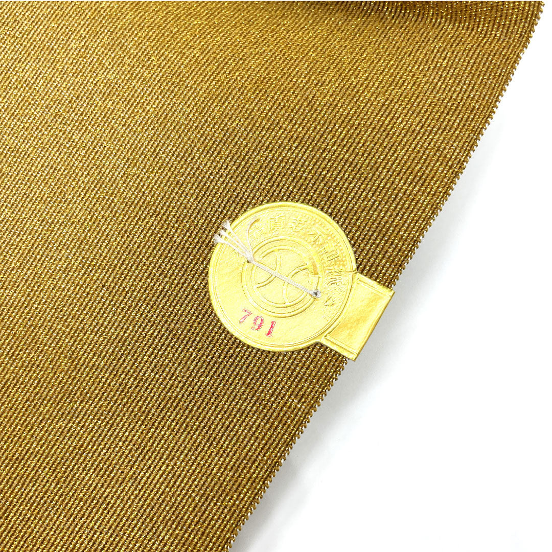 Nagoya obi, genuine silk, NEW rank, pine needle crests, Matsuba tailoring, obi length 368cm, Rokutsu, semi-formal, yellow-ochre, 1124001281323
