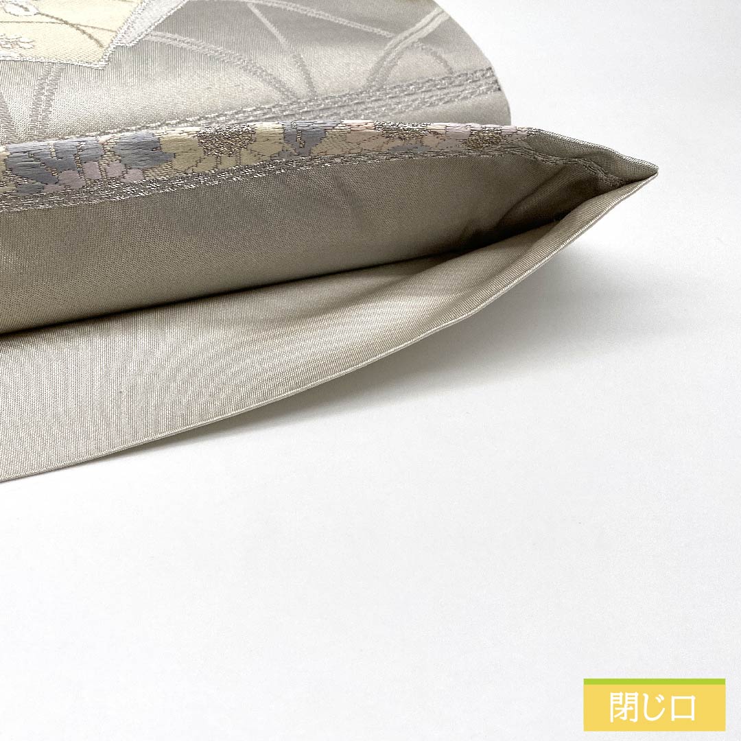 Fukuro Obi (Sash) - Pure Silk, Light Gray, Fan Pattern, Bellflower, Drum, Autumn Leaves, Length 428cm, A Rank, Six-way, Formal, Gray, 1123011823322
