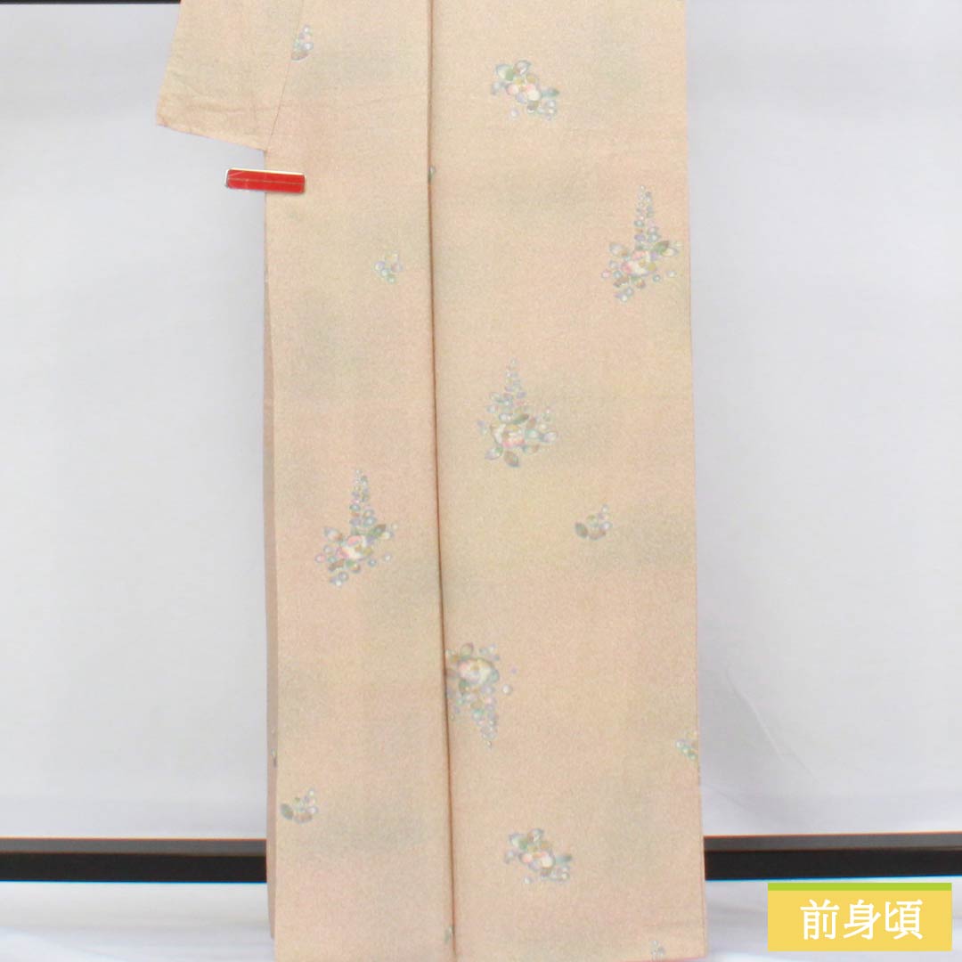 Komon (small pattern) silk, A-rank, length 163.5cm, sleeve length 65.5cm, lined, walnut-colored, Tsujigahana (flower) pattern, sewn with a beige finish, product number 1115006343425