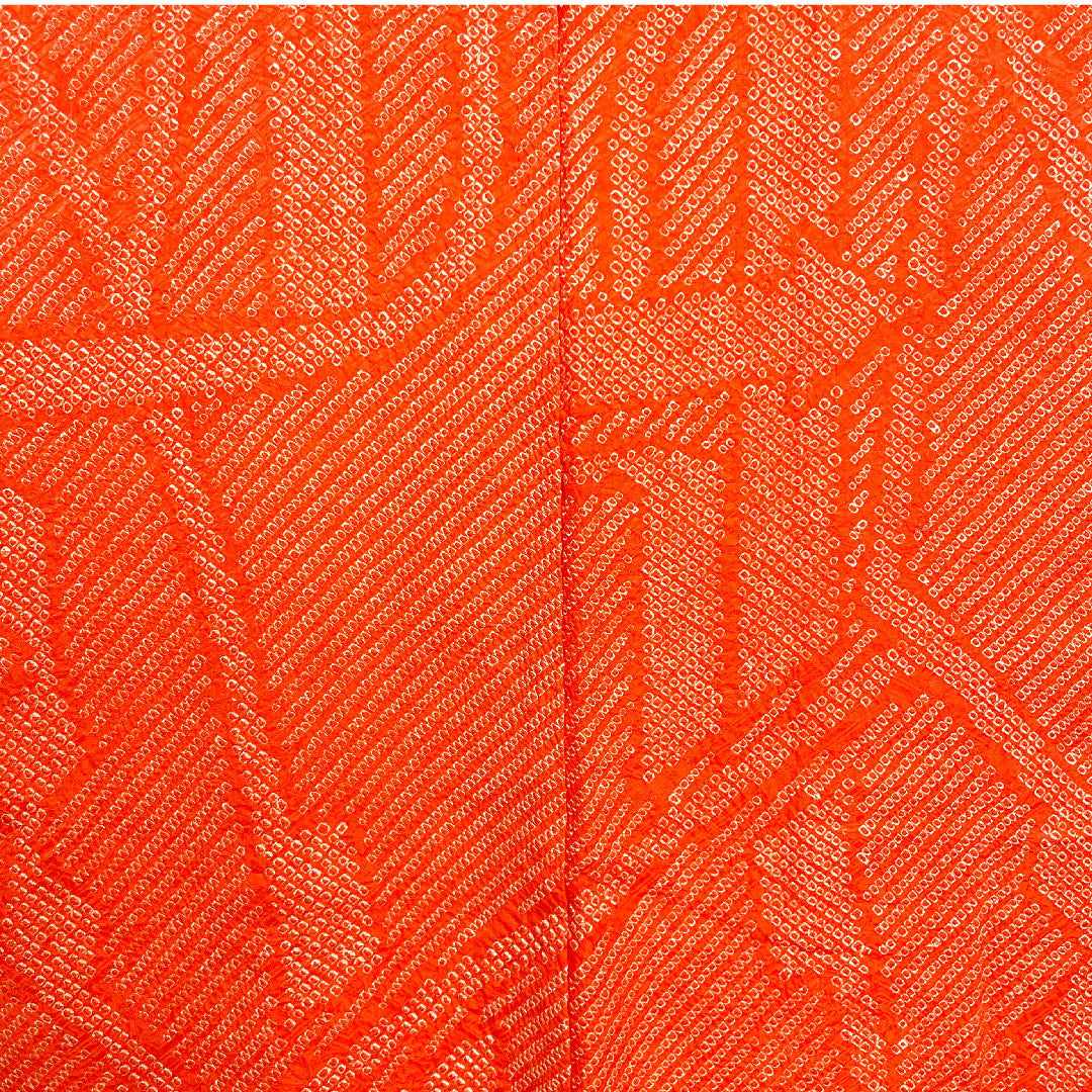 Haori, Length 81cm, Sleeve length 64.5cm, Kyoto scarlet, Shibori, Geometric pattern, Pure silk, A rank, Lined, Vermilion, 1117000383916