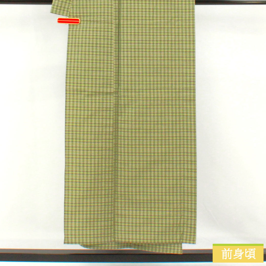 Men's cotton, S-rank, length 150cm, sleeve length 69cm, sorori kimono with basting thread, unused, single-layer, green, product number 1119001692519
