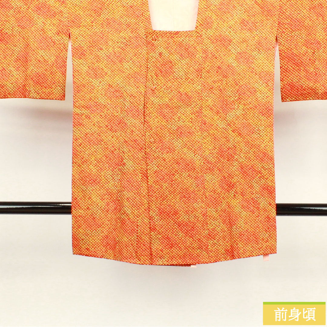 Michiyuki coat, pure silk, length 87cm, sleeve length 63.5cm, scarlet brown, all-dyed, pique dyed, S rank, lined, brown, 1117000712914