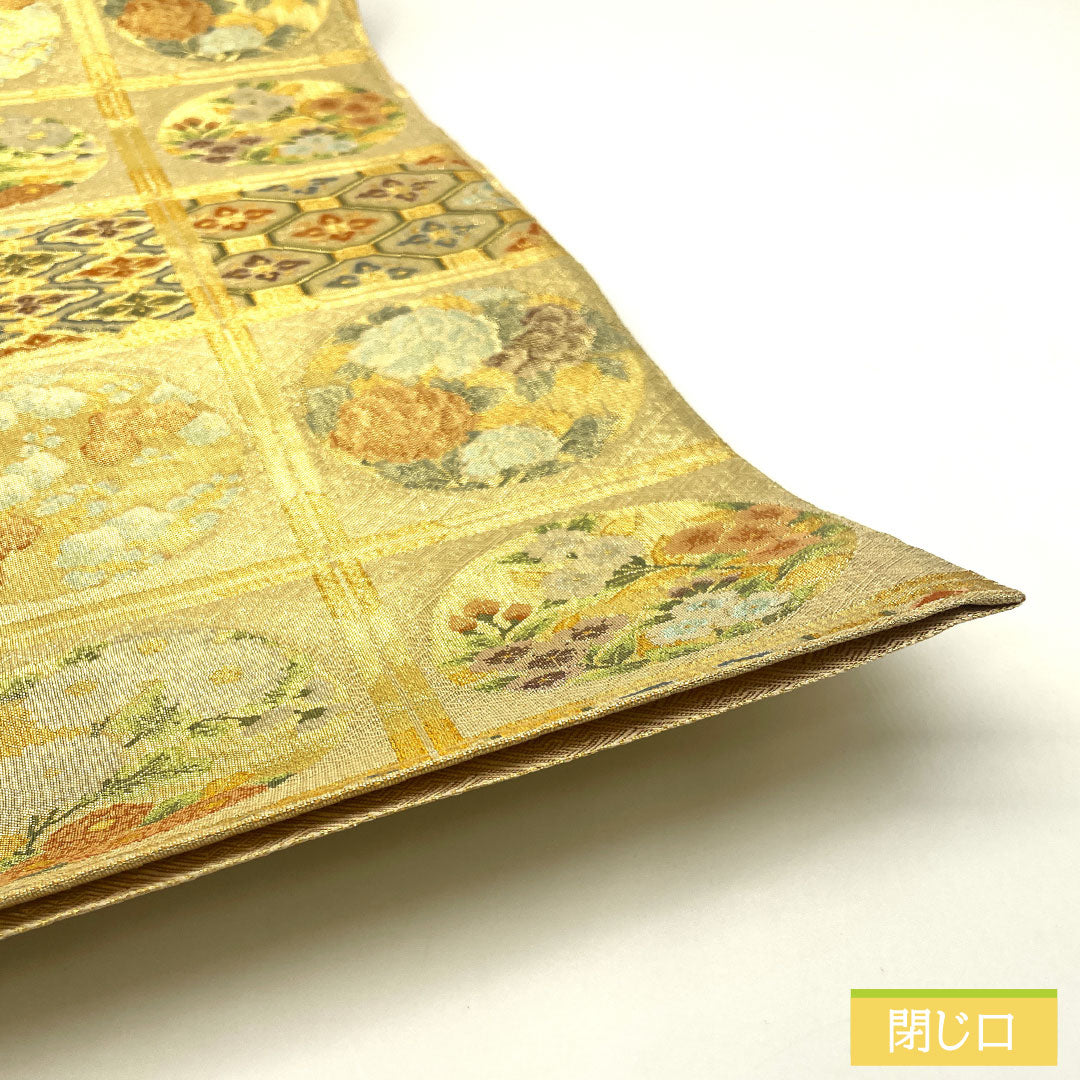 Formal obi, Saga Nishiki silk, A-rank, ceiling painting, 430cm long, six-fold, gold-tone finish, for formal wear, 1123016863321
