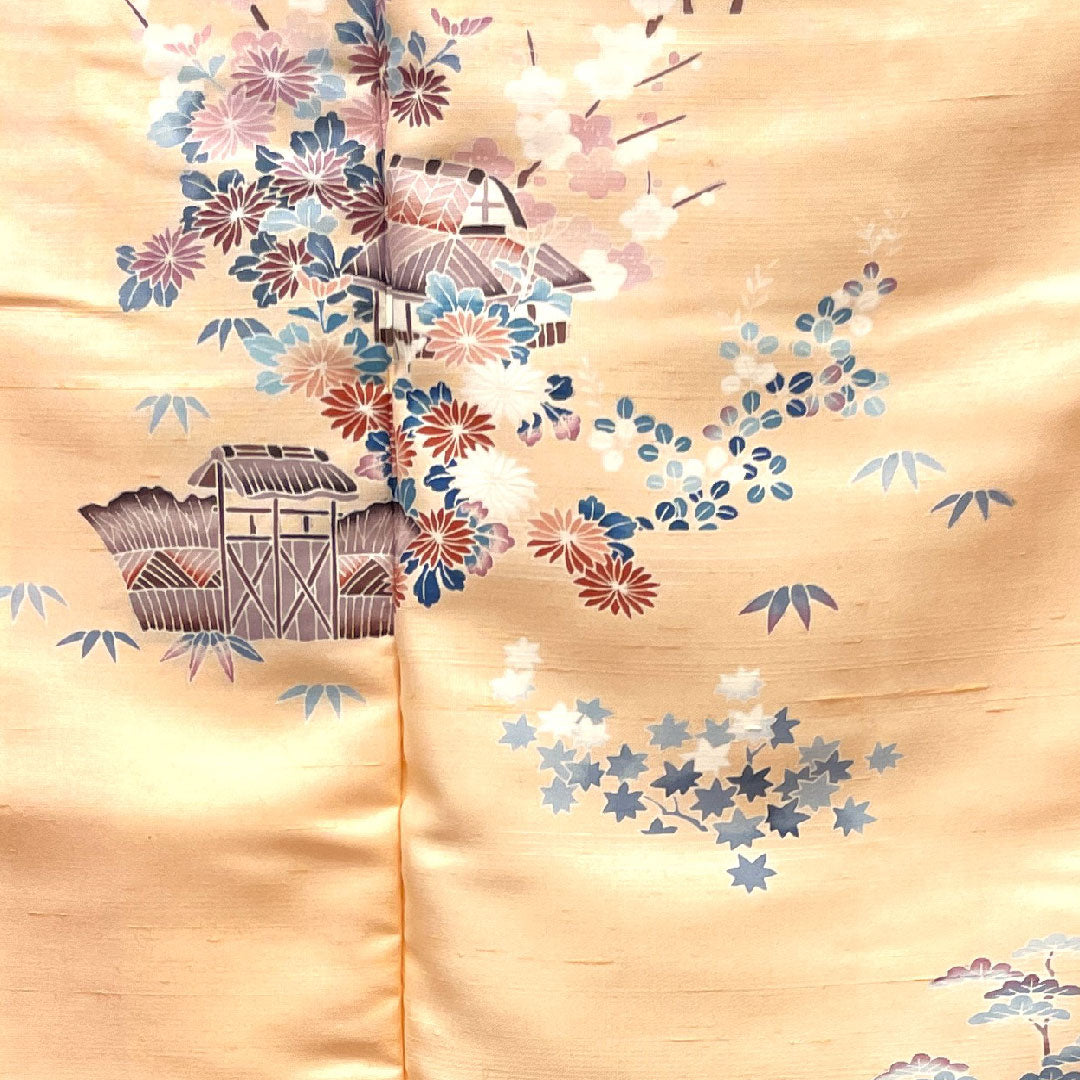 Homongi (formal kimono) Length 159cm Sleeve length 62cm Maiden color Tsumugi fabric Chayatsuji Pure silk A rank Pink 1112002073313