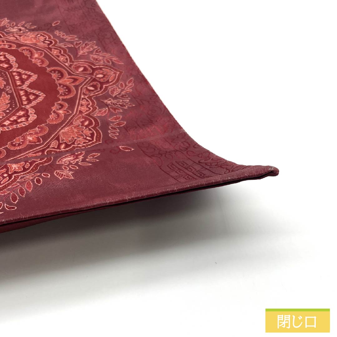 袋帯 正絹 Aランク 臙脂色(えんじいろ) 宝相華 帯丈414cm 六通 セミフォーマル 赤系 1123015673312