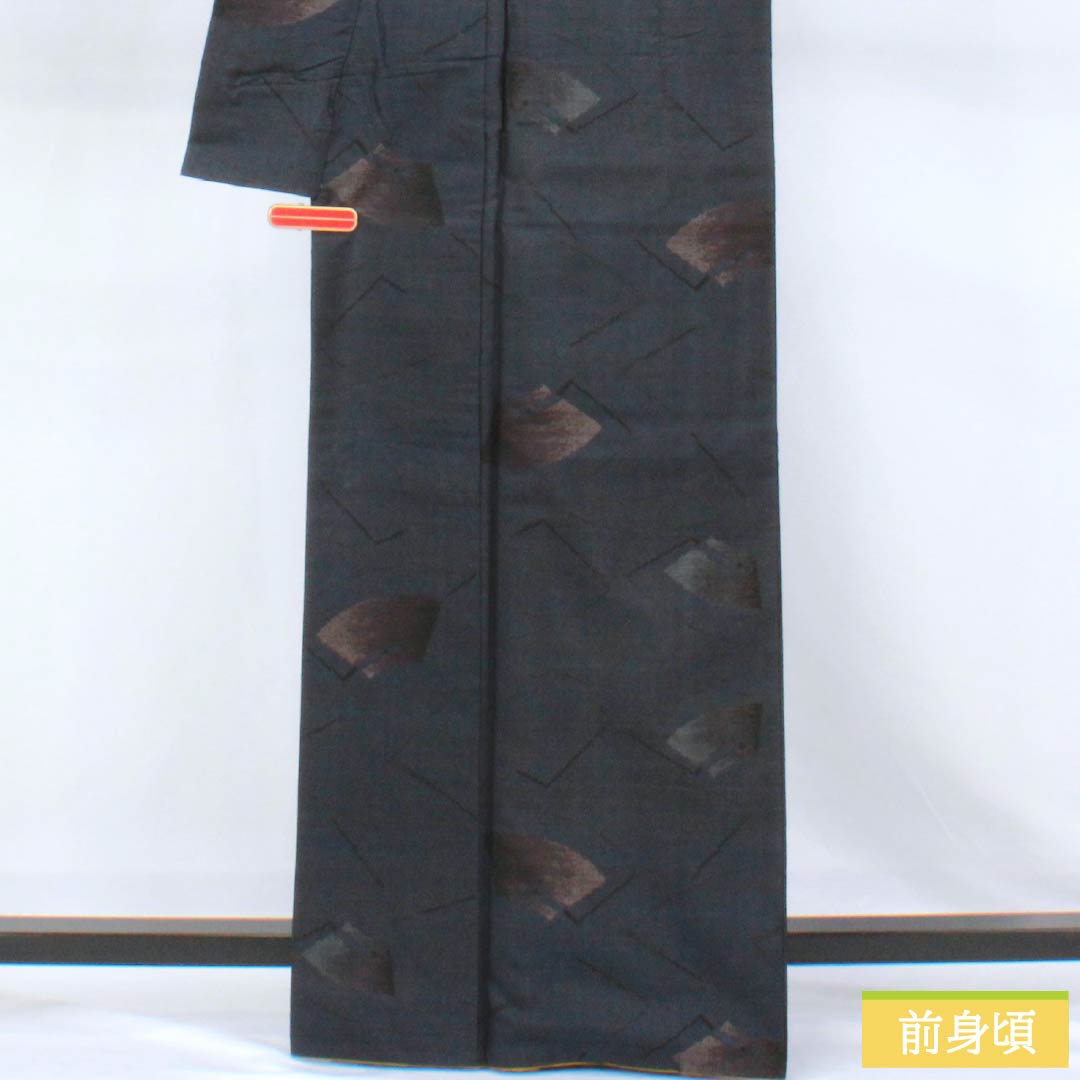 Tsumugi Silk A Rank Length 165cm Sleeve-to-sleeve 64cm Dark navy Oshima Tsumugi 9-thread Single Kasuri Lined Dark blue 1116005183518