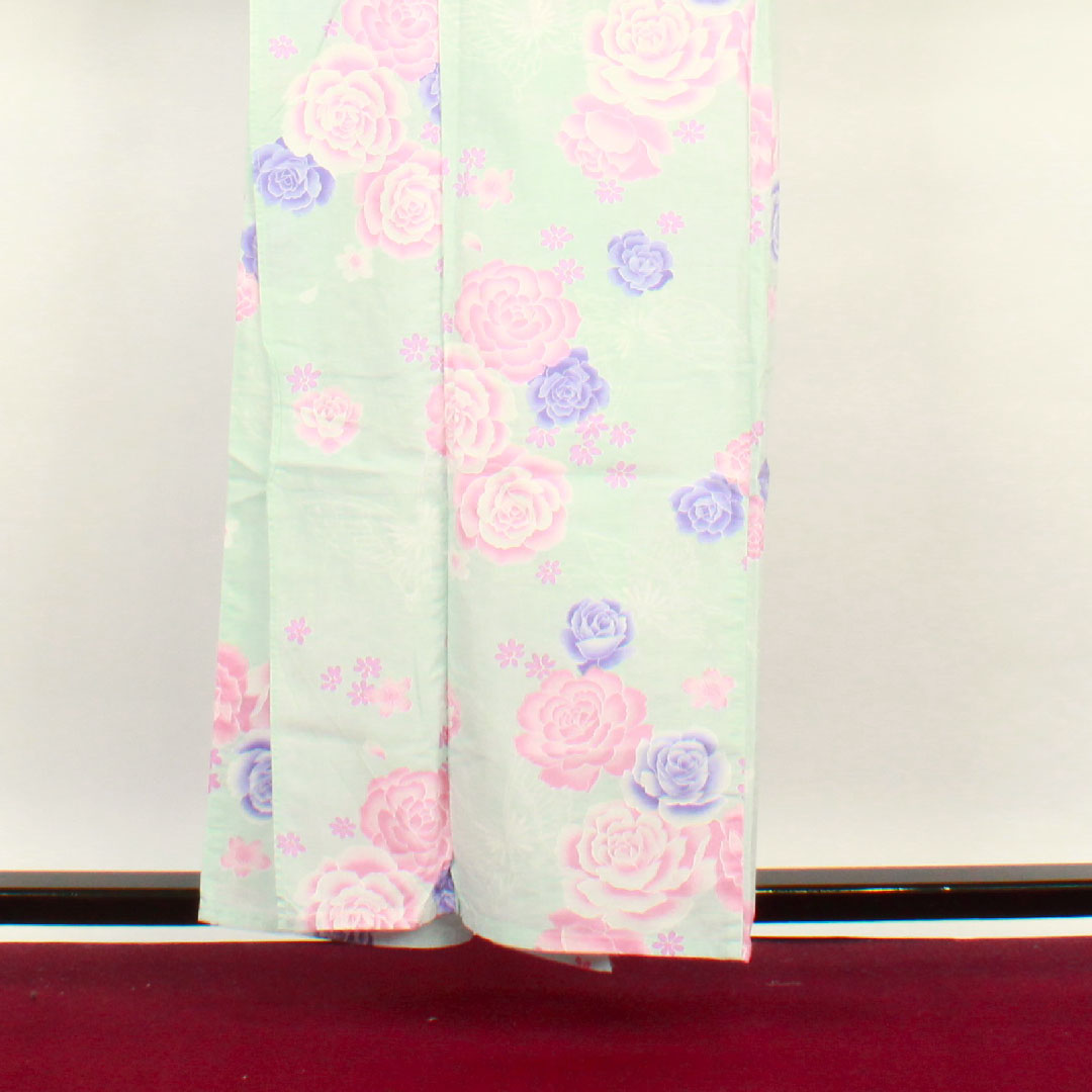 Yukata Indigo White Rose Cherry Blossom Butterfly Cotton A Rank Single Layer Length 158.5cm Sleeve Length 63.5cm Blue 1118001113317