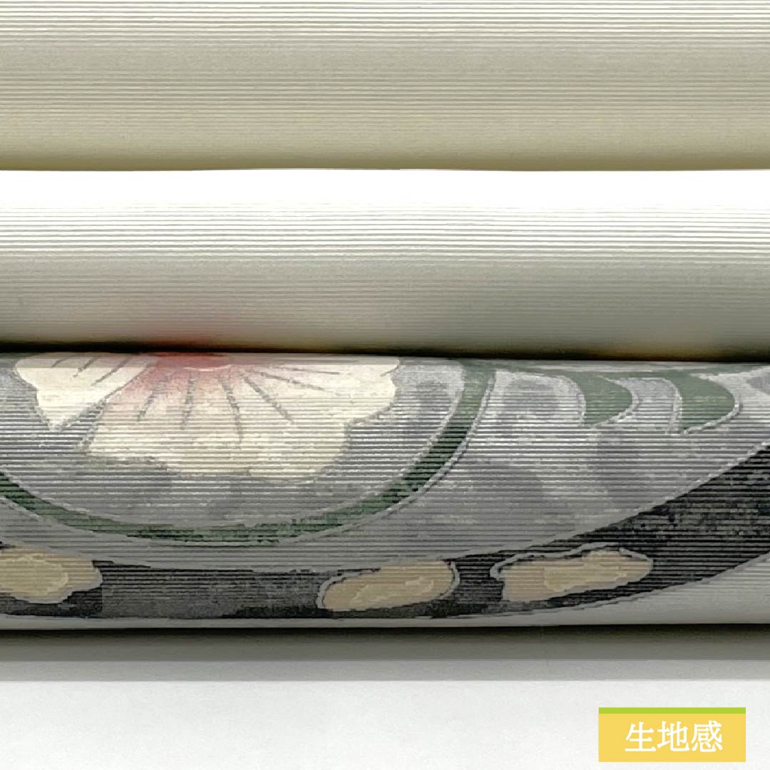 Nagoya Obi, Polyester, Grade B, Karahana Dyed Obi, Length 368cm, Pointed Pattern, Casual, White, 1124010854311, Nagoya Style