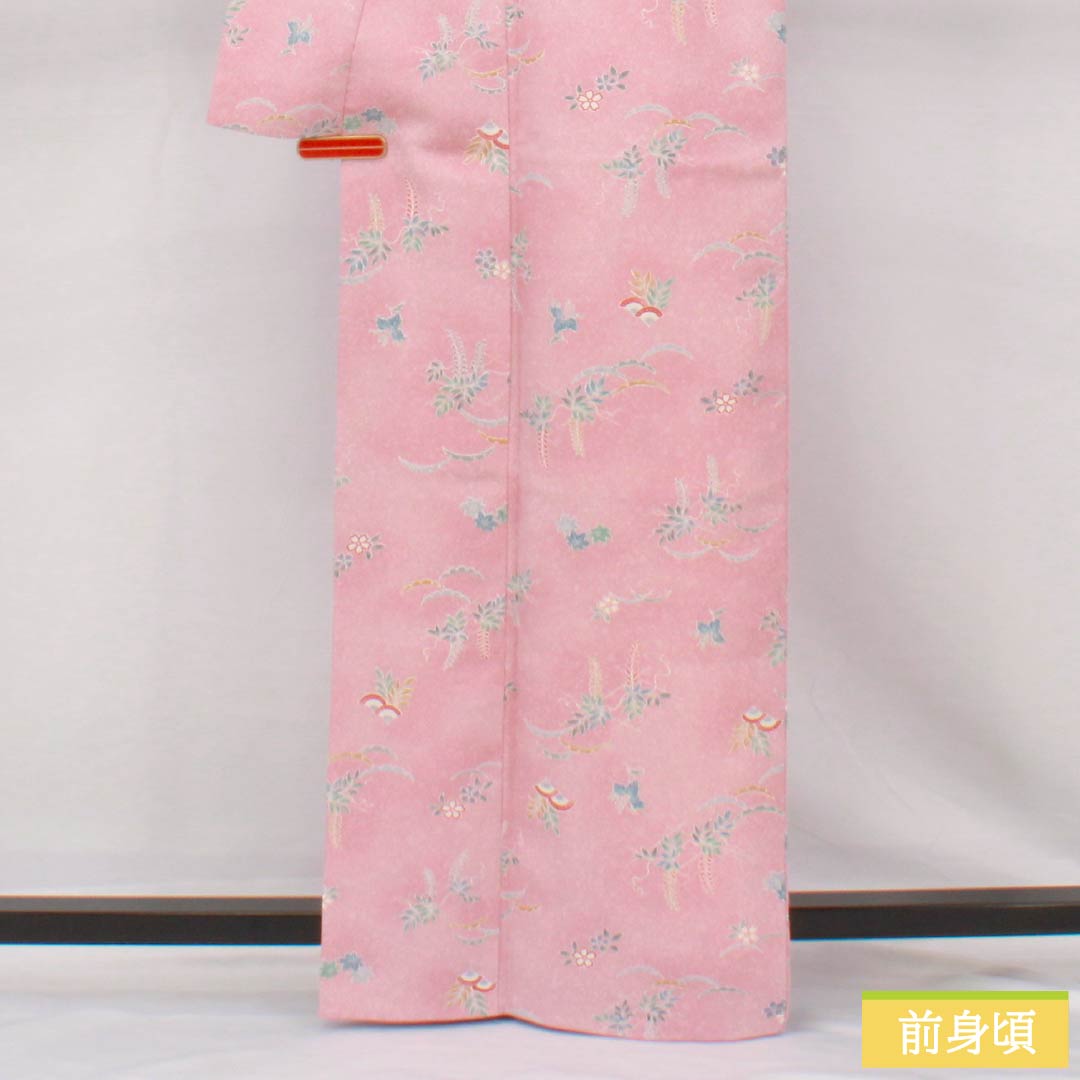 Small pattern, polyester, length 165cm, sleeve length 64cm, lined, one-kin dyeing, washable kimono, floral, S rank, pink, 1115005182513