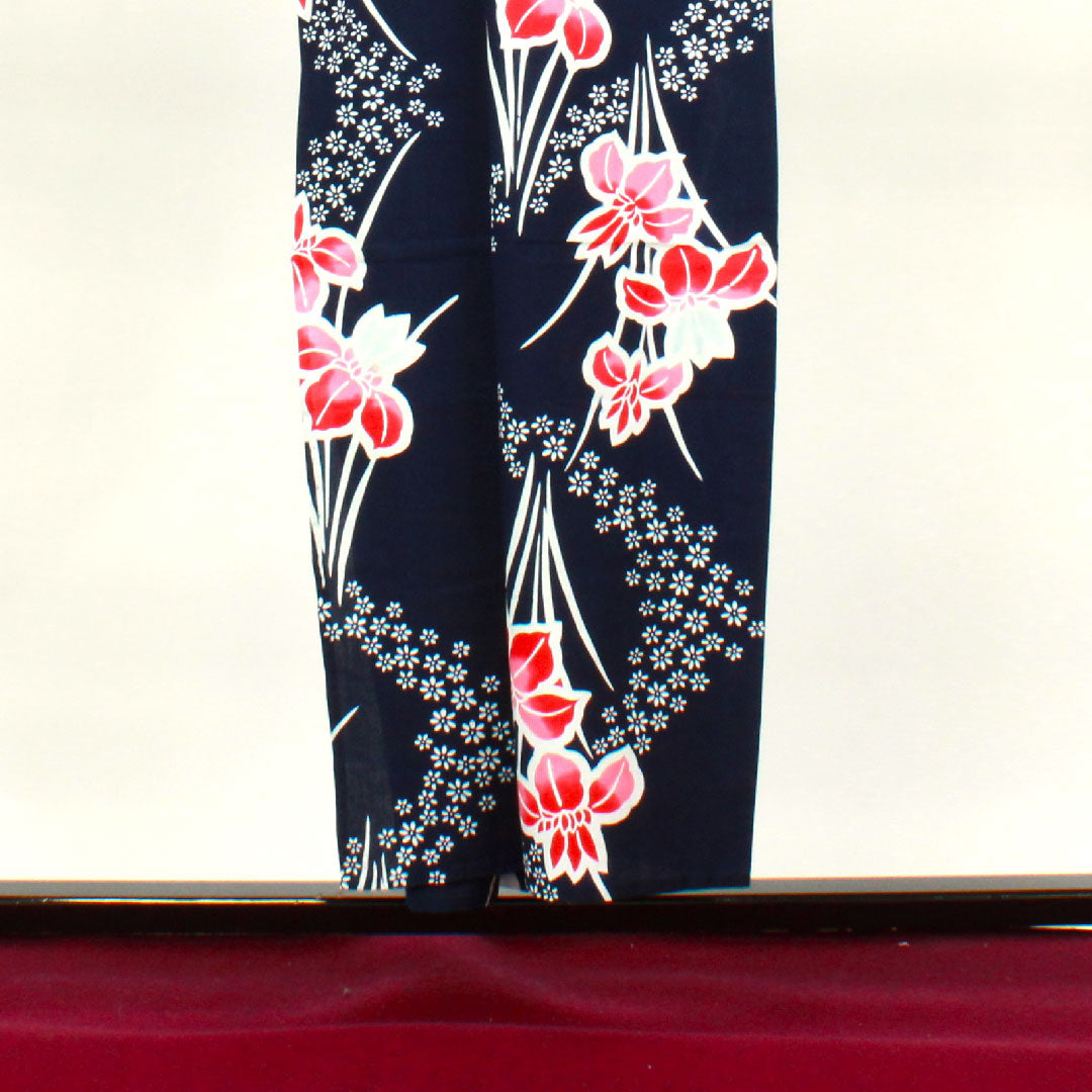 浴衣 濃紺色 菖蒲 木綿 Sランク 単衣 身丈152cm 裄丈67.5cm 紺系 1118002462218