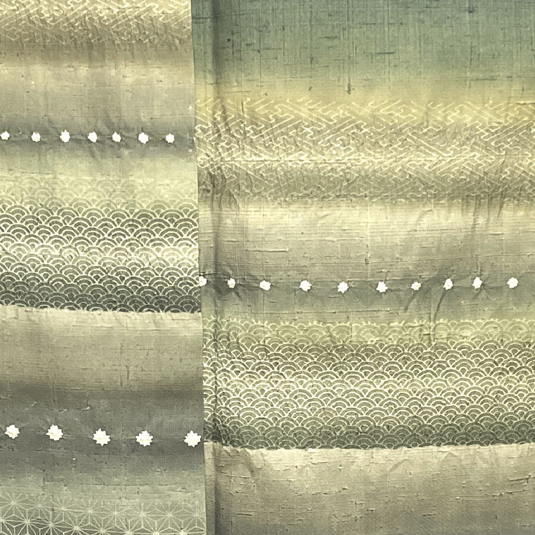 Homongi (formal kimono) Length 156cm Sleeve length 64cm Chigusa gray Tsumugi fabric Shibori Pure silk S rank Green 1112001992319