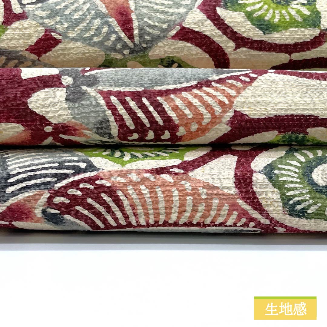 Nagoya obi, natural color (kinariiro), Kyo-Bingata, Aoi, obi length 354cm, pure silk, S rank, six-pass, casual, cream-colored, 1124006942315, Nagoya-made