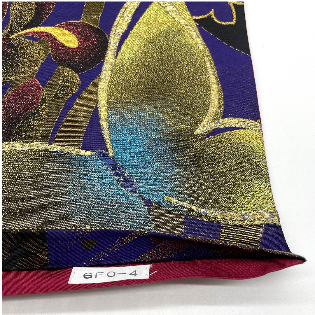 Edo Murasaki Iro (Edo Murasaki Color) Fukuro Obi (Butterfly, Flower, Gold Embroidery) Length 430cm Pure Silk S Rank Six-way Formal Purple 1123007142320