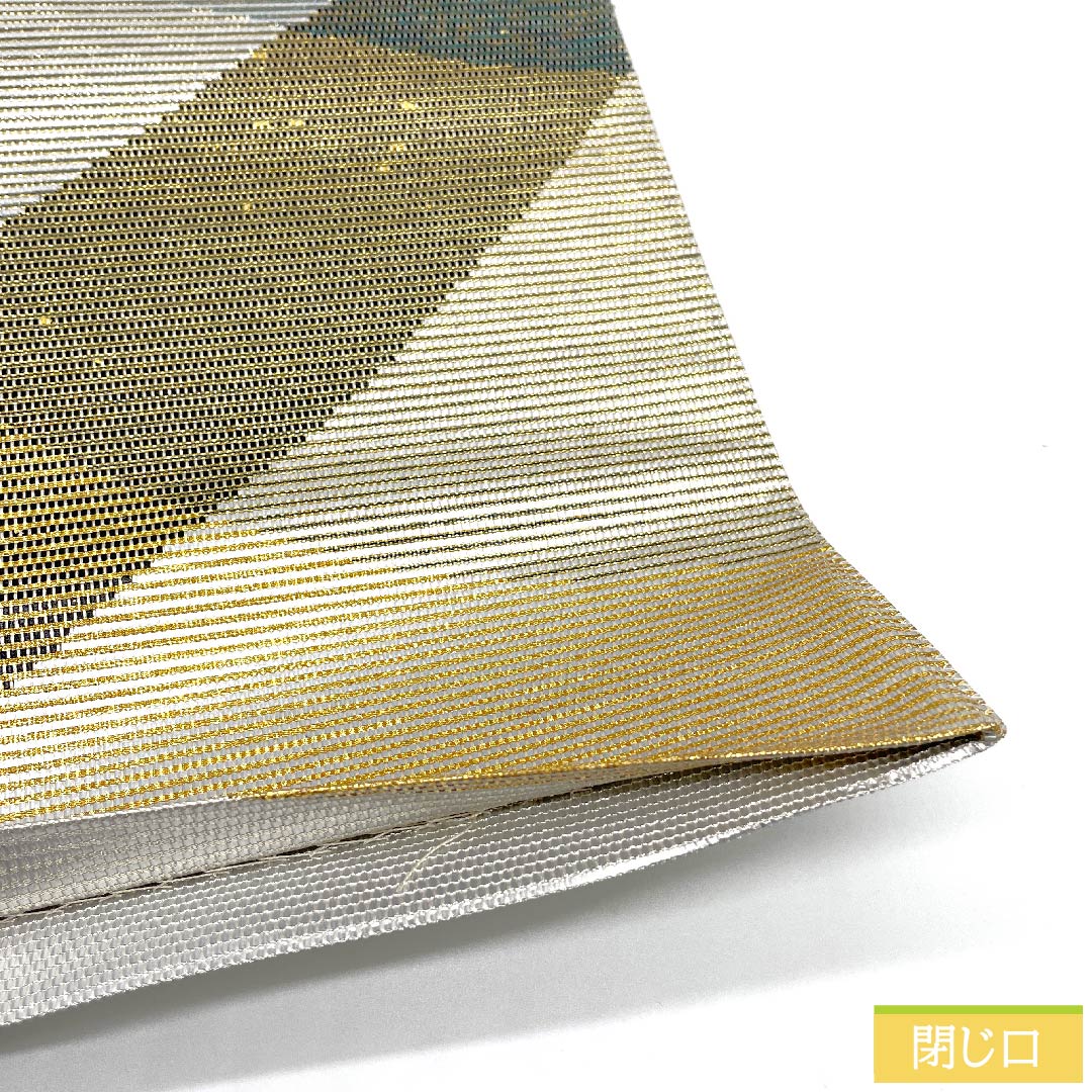 Fukuro Obi Gold Colorful Geometric Pattern Obi Length 452cm Pure Silk S Rank Six-way Semi-formal Gold 1123011092421
