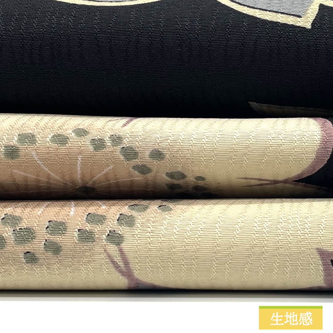 (京袋帯)名古屋帯 ポリエステル Sランク 京袋帯 染め帯 桜 帯丈396cm 全通 カジュアル 黒系 1124010932410 開き仕立て