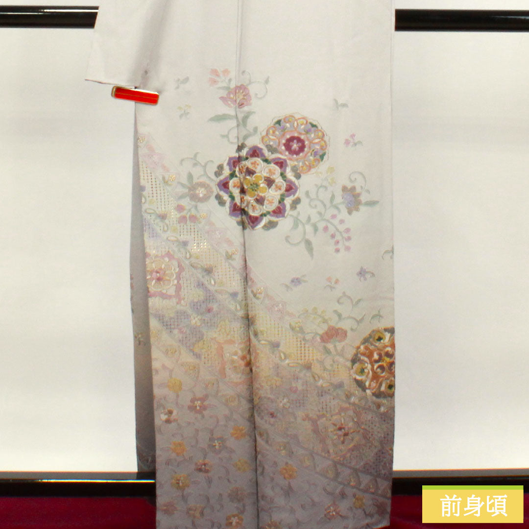 Homongi Pure silk Sleeve length 161.5cm Sleeve length 65cm Silver gray Suzhou embroidery Shantou embroidery Artist's work S rank Gray 1112003342422