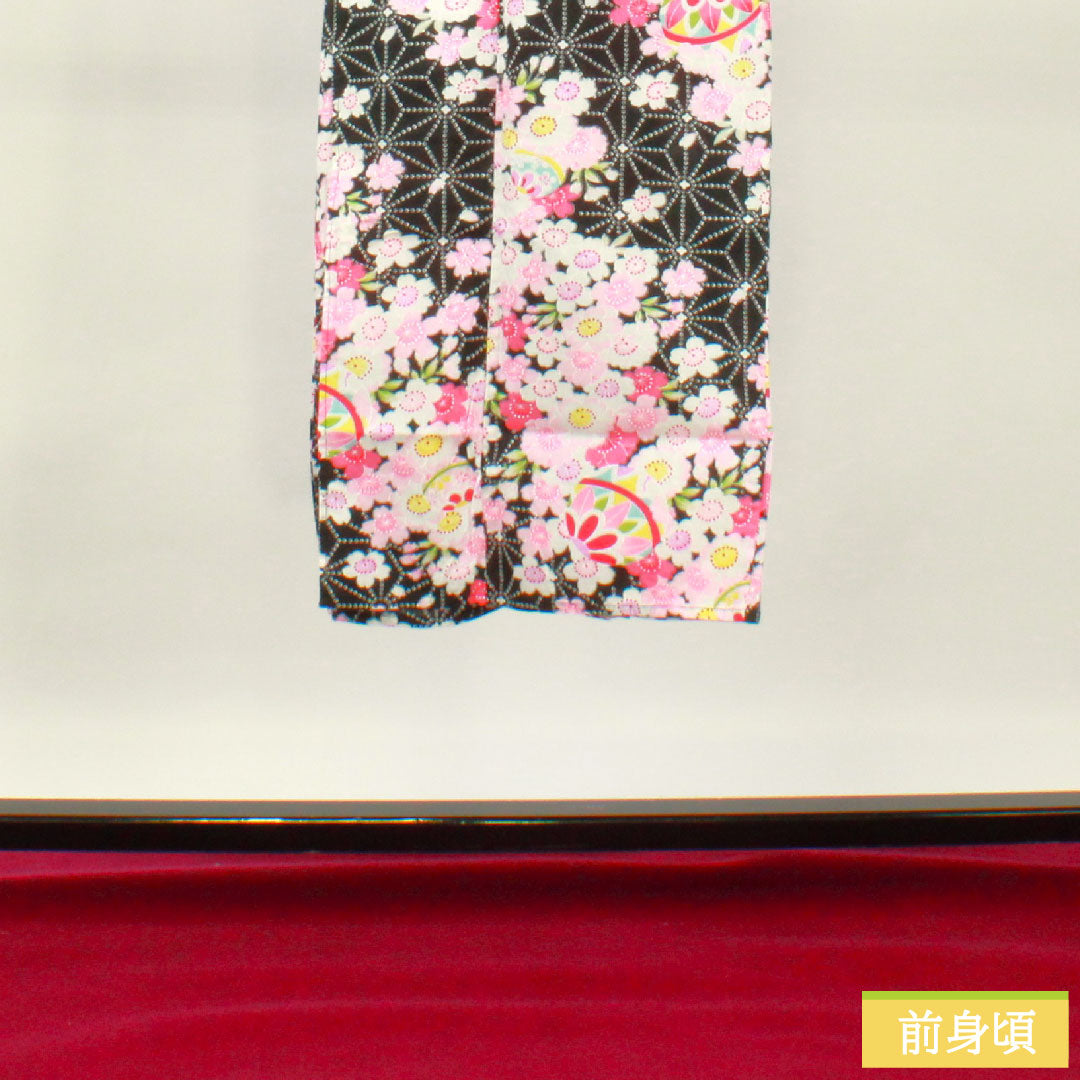 Yukata Cotton Length 137.5cm Sleeve length 61.5cm S rank Single layer Black Cherry blossom Asanoha 1118005032110