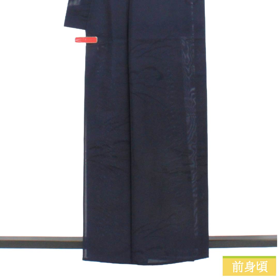 夏物 正絹 色無地 Sランク 身丈159.5cm 裄丈65cm 濃紺色(のうこんいろ) 雲取り 紗 紺系 1132004782318