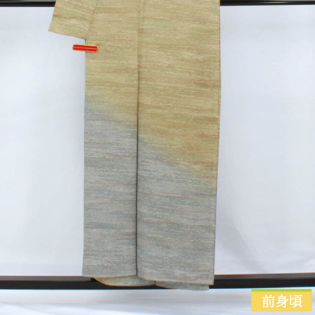 訪問着 正絹 Aランク 袷 身丈153.5cm 裄丈63cm 利休色(りきゅういろ) ぼかし染 緑系 1112006123219