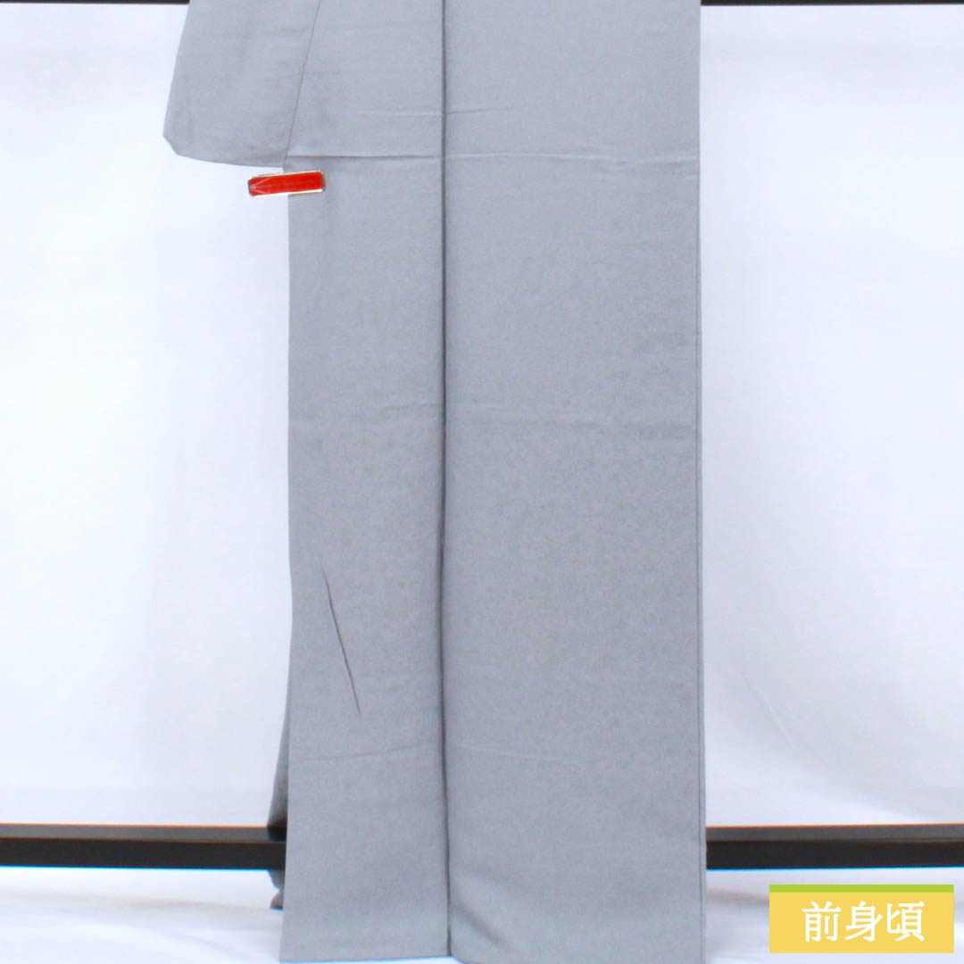 色無地 正絹 Aランク 身丈165cm 裄丈65.5cm 薄鈍色(うすにびいろ) 草花 パールトーン加工 袷 グレー系 1114002483522