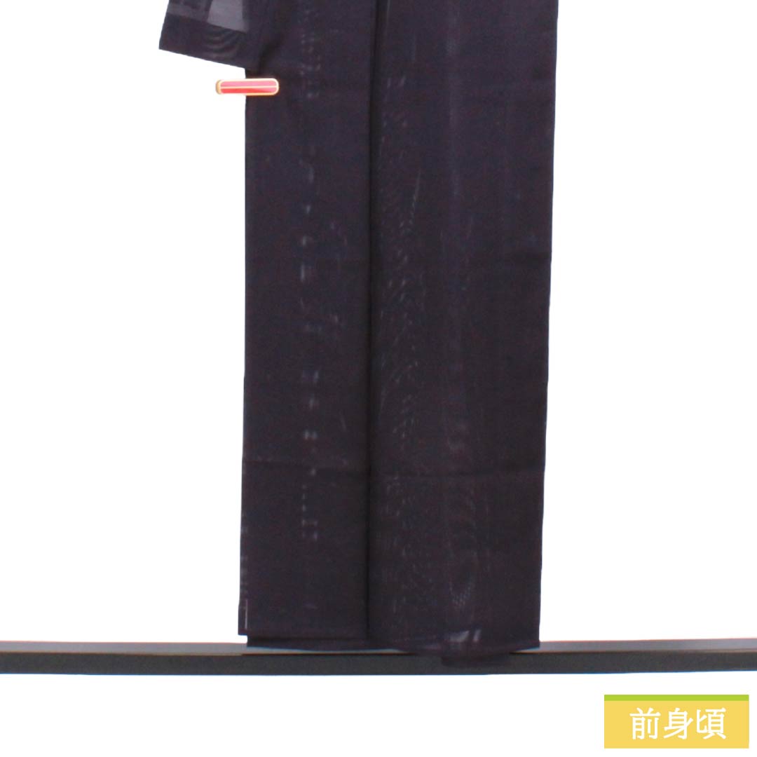 夏物 ポリエステル 色無地 Sランク 身丈153.5cm 裄丈62.5cm 紫烏色(しうしょく) 洗える着物 素無地 絽 紫系 1132003952220