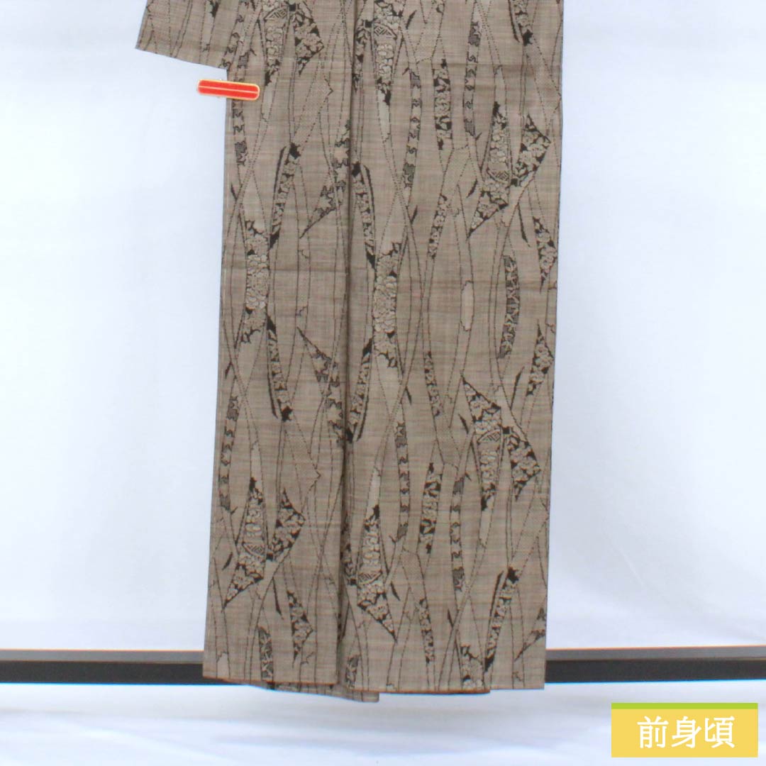 Tsumugi Silk S Rank Length 154.5cm Sleeve Length 63cm Fushiiro Oshima Tsumugi Abstract Pattern With basting threads Lined Brown 1116004852214