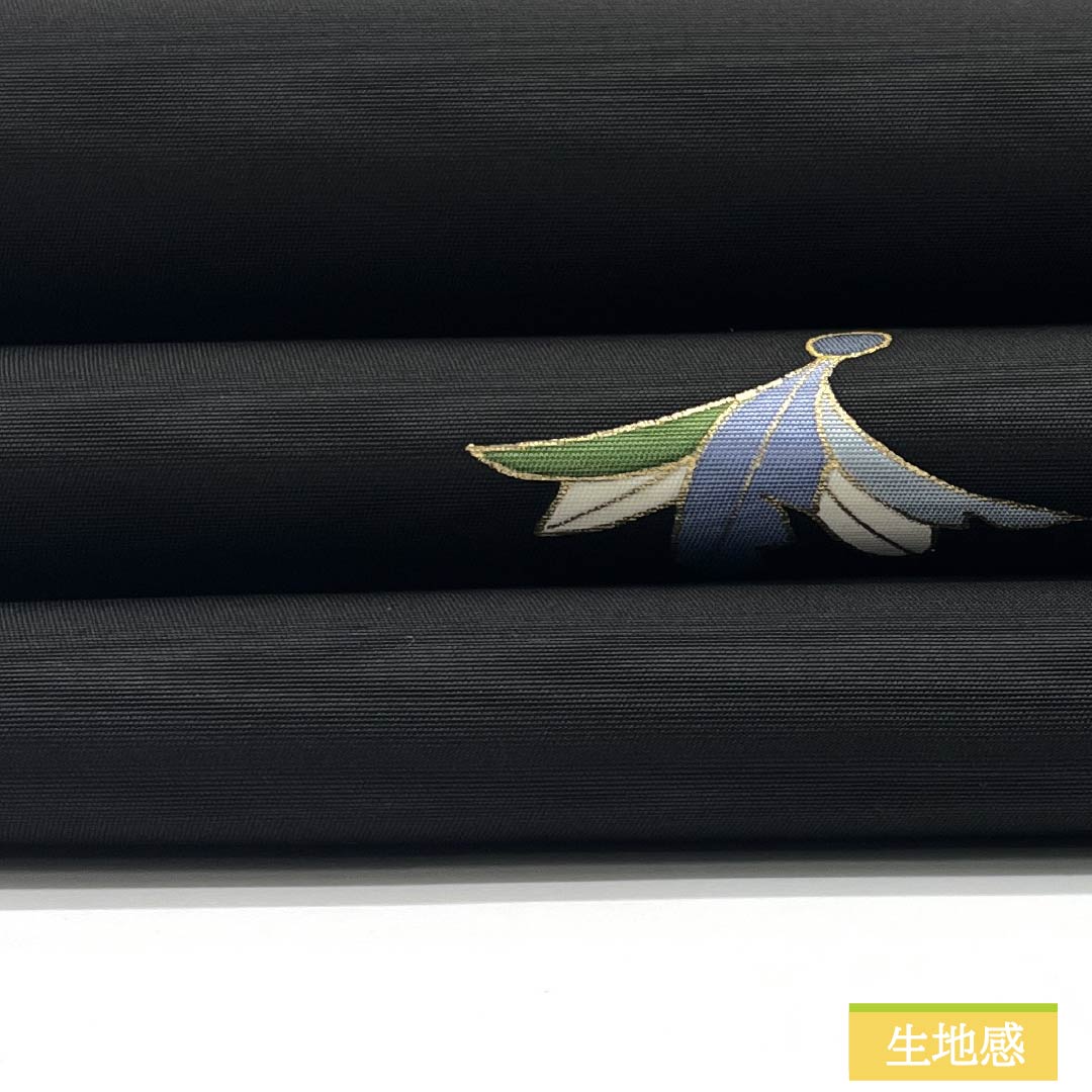 Nagoya Obi, Pure Silk, S-Rank, Dyed, Hagoita Pattern, Length 634cm, Pointed Pattern, Casual, Black, 1124009792410, Pine Needle Pattern