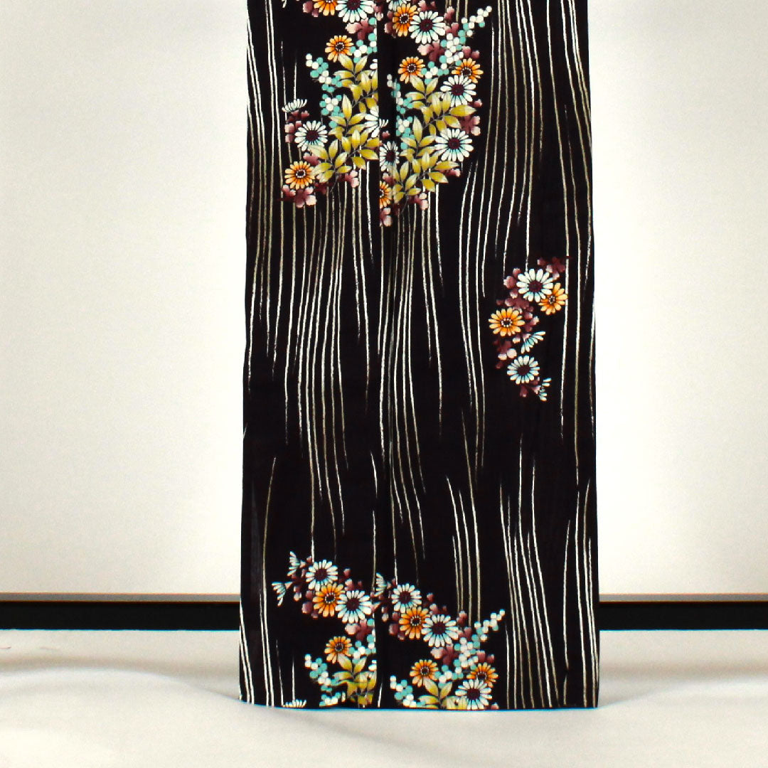 浴衣 HANAEMORI 花模様 木綿 Sランク 単衣 身丈165cm 裄丈68cm 紫系 1118000792520