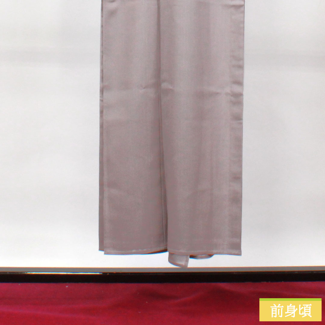 Summer pure silk komon kimono, length 148.5cm, sleeve length 61cm, ash cherry color, striped, basting thread included, unused, silk, S rank, gray 1132001842122