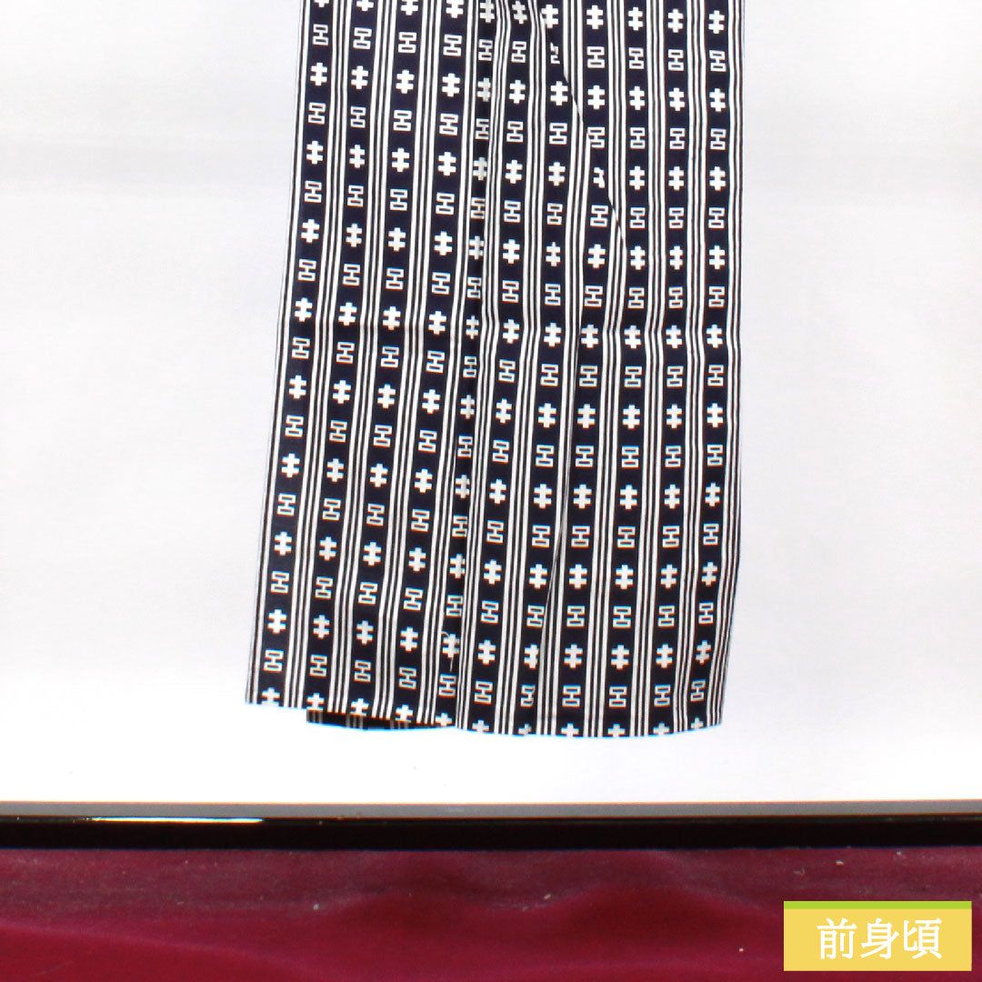 Men's Yukata Cotton Length 144.5cm Sleeve Length 67cm S Rank Unlined Navy Geometric Pattern 1118004932418