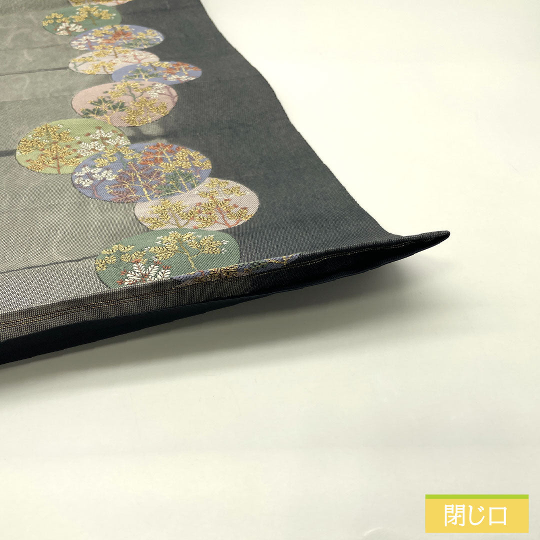 Fukuro Obi (Sash) - Pure Silk, S-Rank, Light Gray, Nishijin-ori Weave, with Gold-Leaf and Floral Patterns, Length 440cm, Six-Ply, Semi-Formal, Gray, Item Number 1123017022322