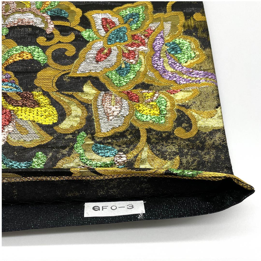 袋帯 黒色 振袖用 唐花模様 鳳凰 帯丈435cm 正絹 Aランク 六通 フォーマル 黒系 1123007133310