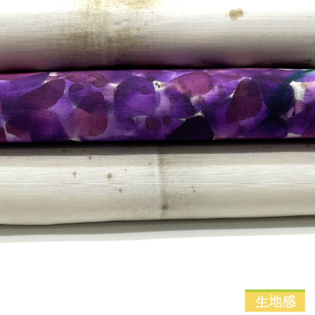 Nagoya obi, off-white (kinari-iro), dyed obi, artist's work, hydrangea, obi length 345cm, pure silk, A rank, point pattern, casual, cream color, 1124007003315, Nagoya tailoring
