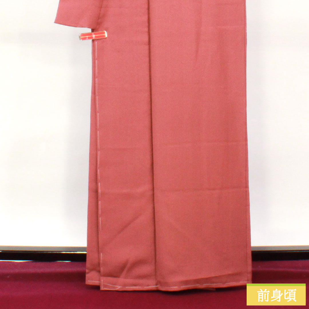 色無地 正絹 身丈164cm 裄丈67.5cm 蘇芳色(すおういろ) 素無地 一つ紋 中陰片喰 袷 Aランク 赤系 1114001303412
