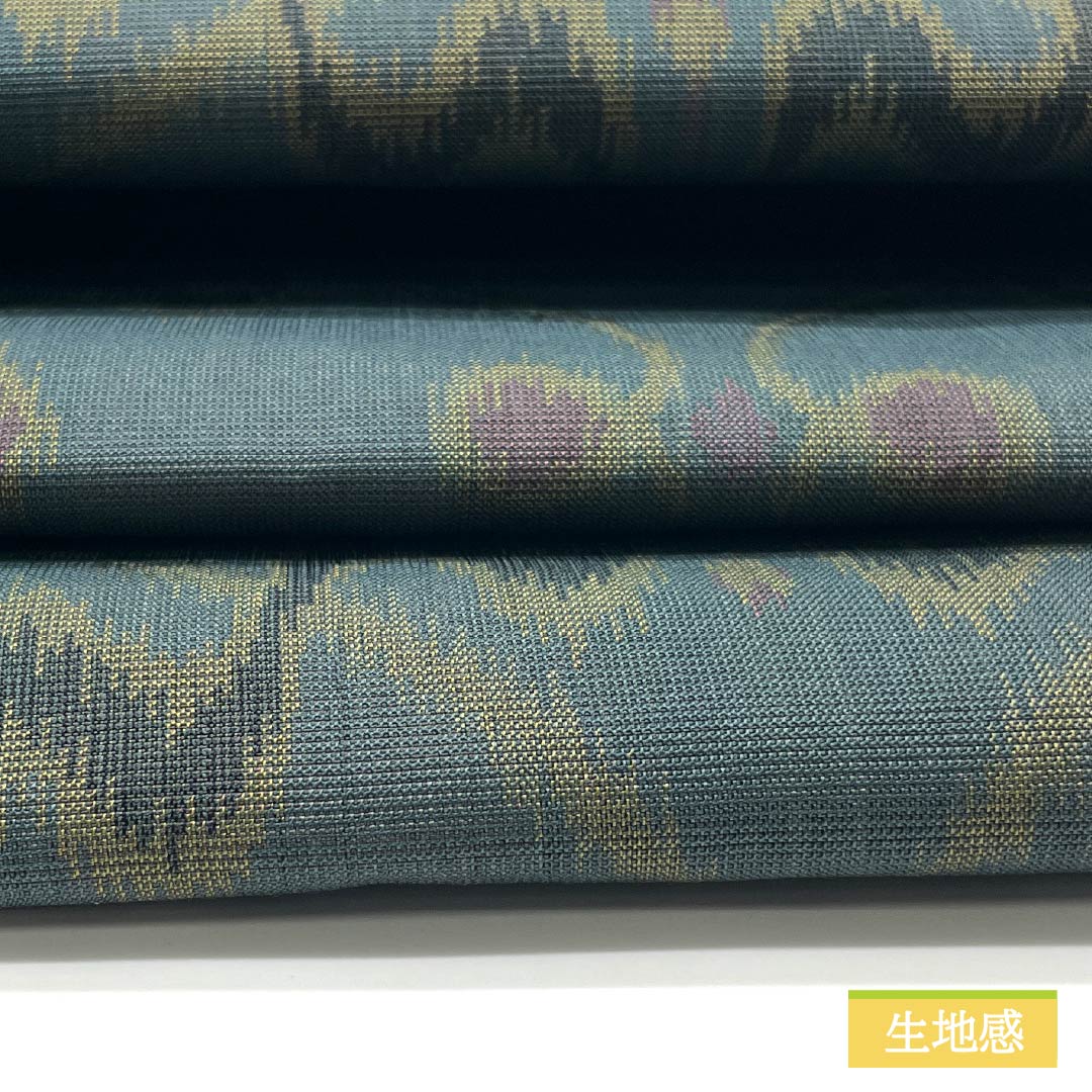 Nagoya obi, iron onando color, variegated tachiwaku pattern, obi length 349cm, pure silk, S rank, six-pass, casual, green, 1124006702319, Nagoya style