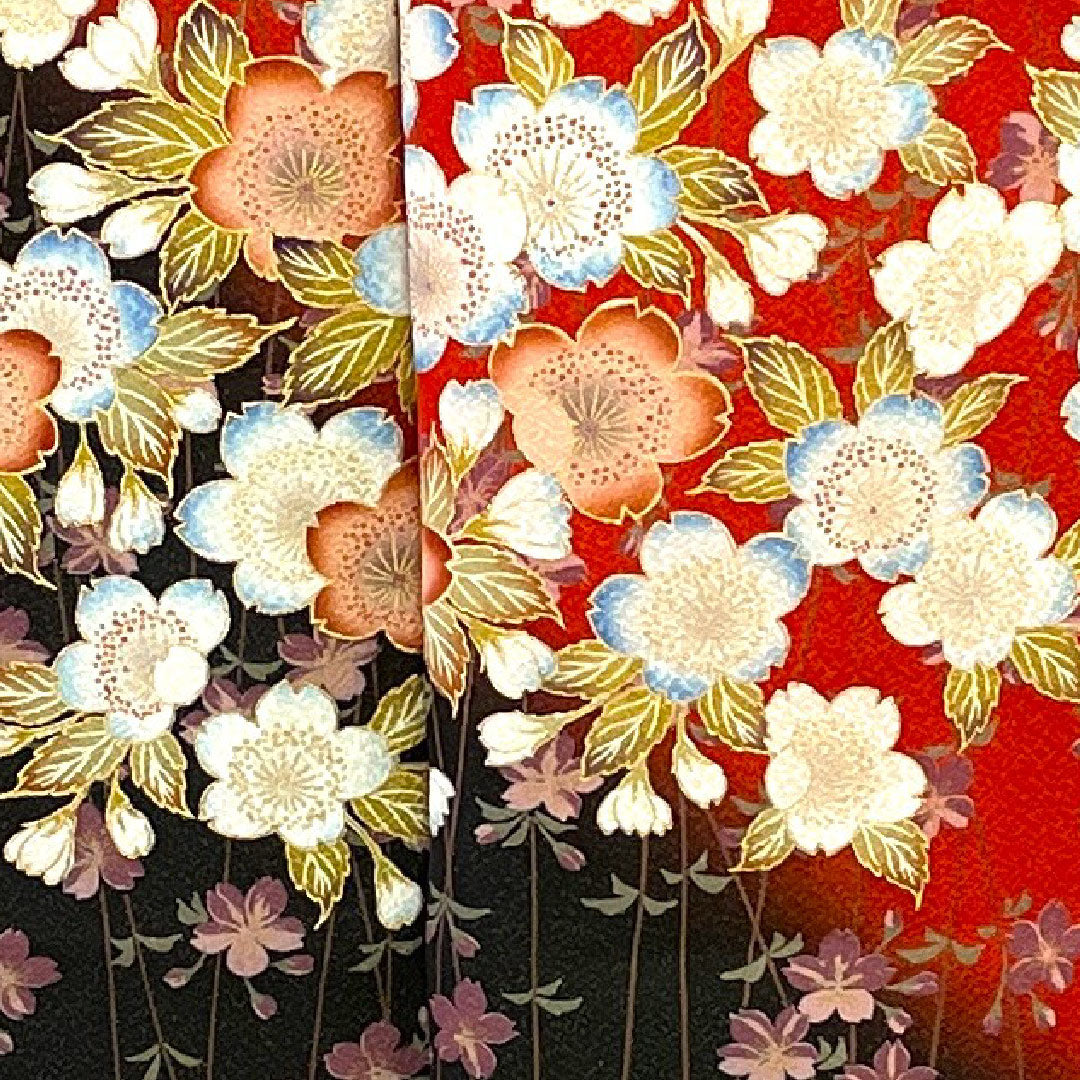 振袖 身丈165.5cm 裄丈65cm 袷 京友禅 桜模様 正絹 Sランク 赤系 1113000552512