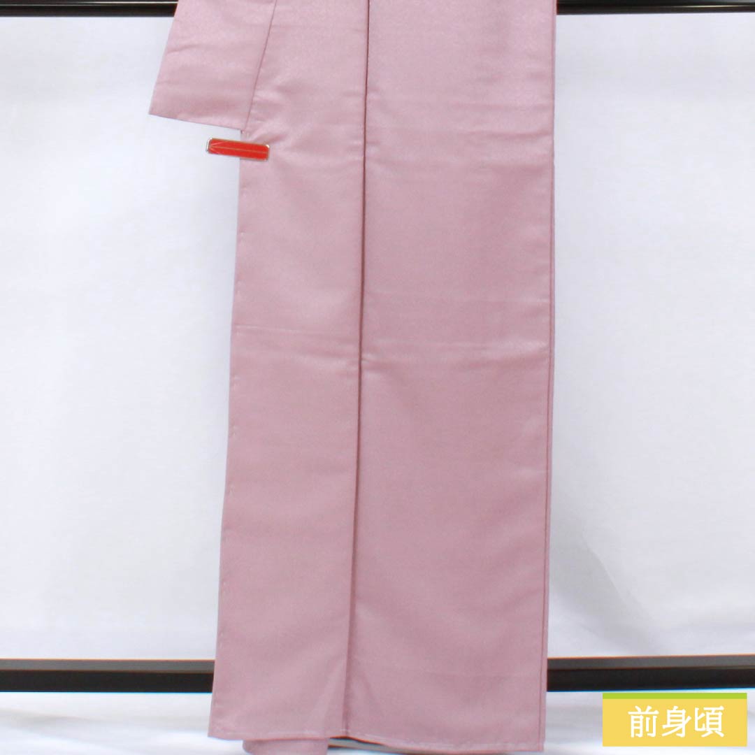 Solid-colored polyester kimono, S rank, length 158cm, sleeve length 65cm, pale purple (light purple) with abstract pattern and basting thread. Purple-based. Product number: 1114002272320
