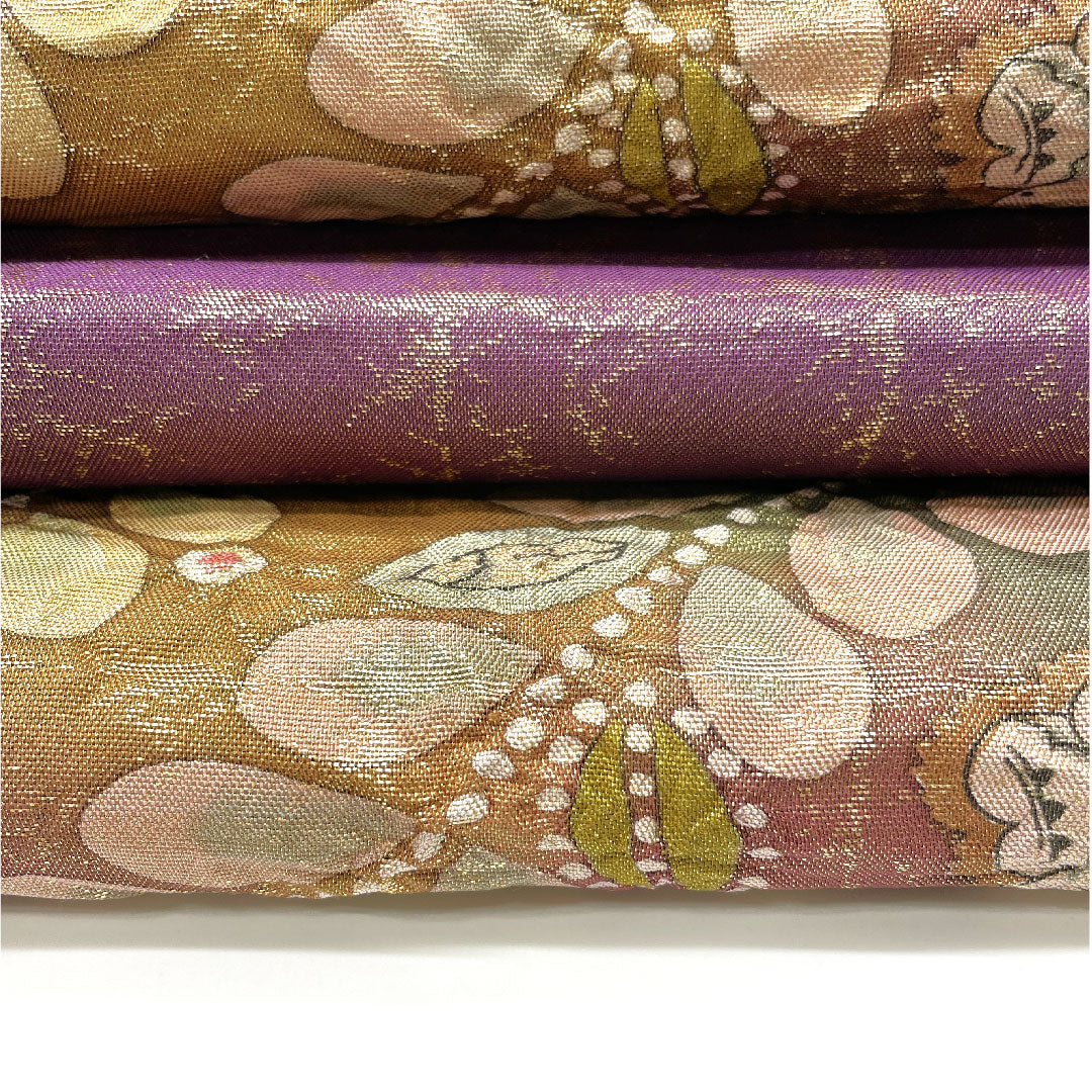 Fukuro Obi Tsujigahana Artist's work Fukure weave Obi length 424cm Pure silk S rank Point pattern Formal Purple 1123004602320