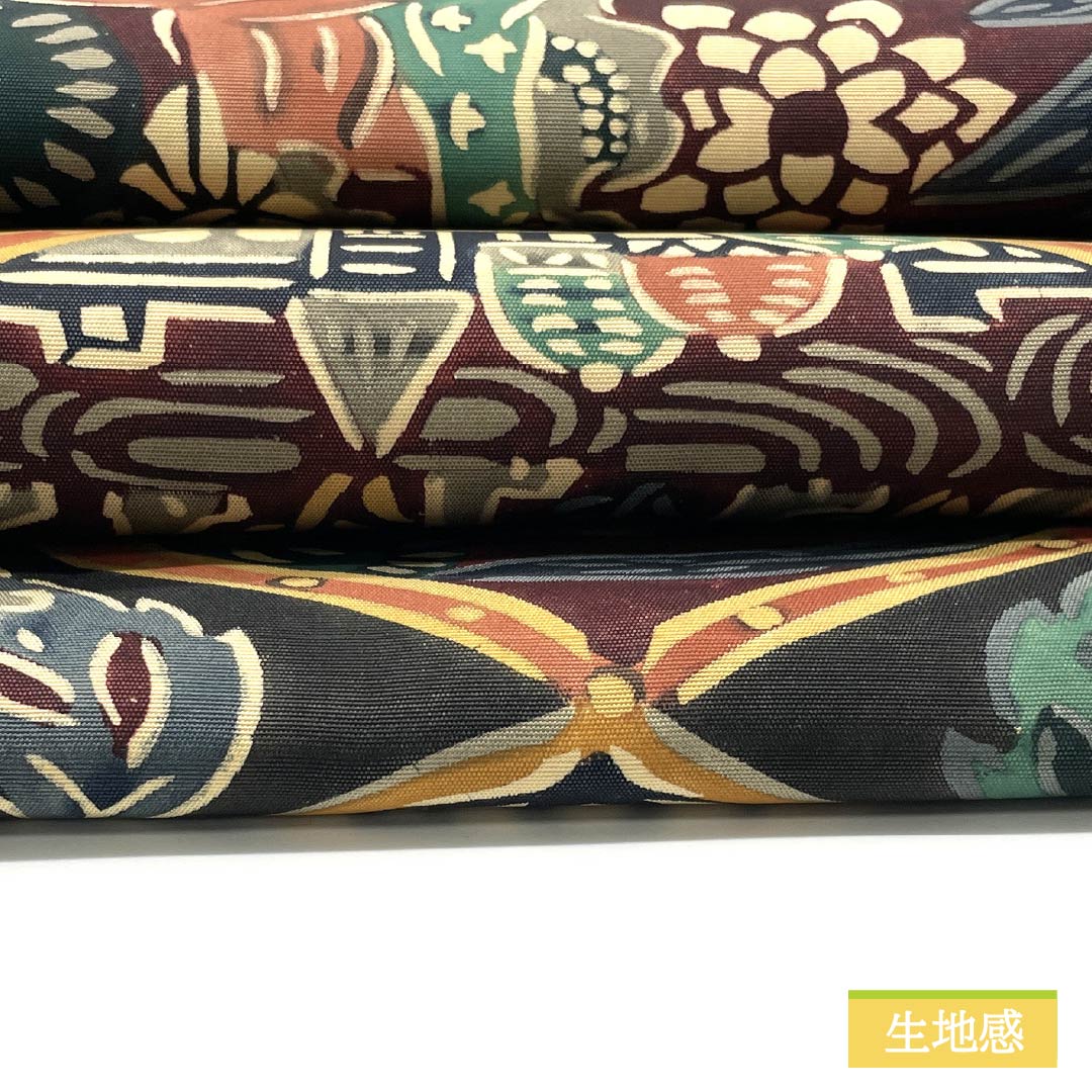 Nagoya obi, stencil-dyed, chintz pattern, obi length 360cm, pure silk, S rank, six-pass, casual, black, 1124006682310, Nagoya-made