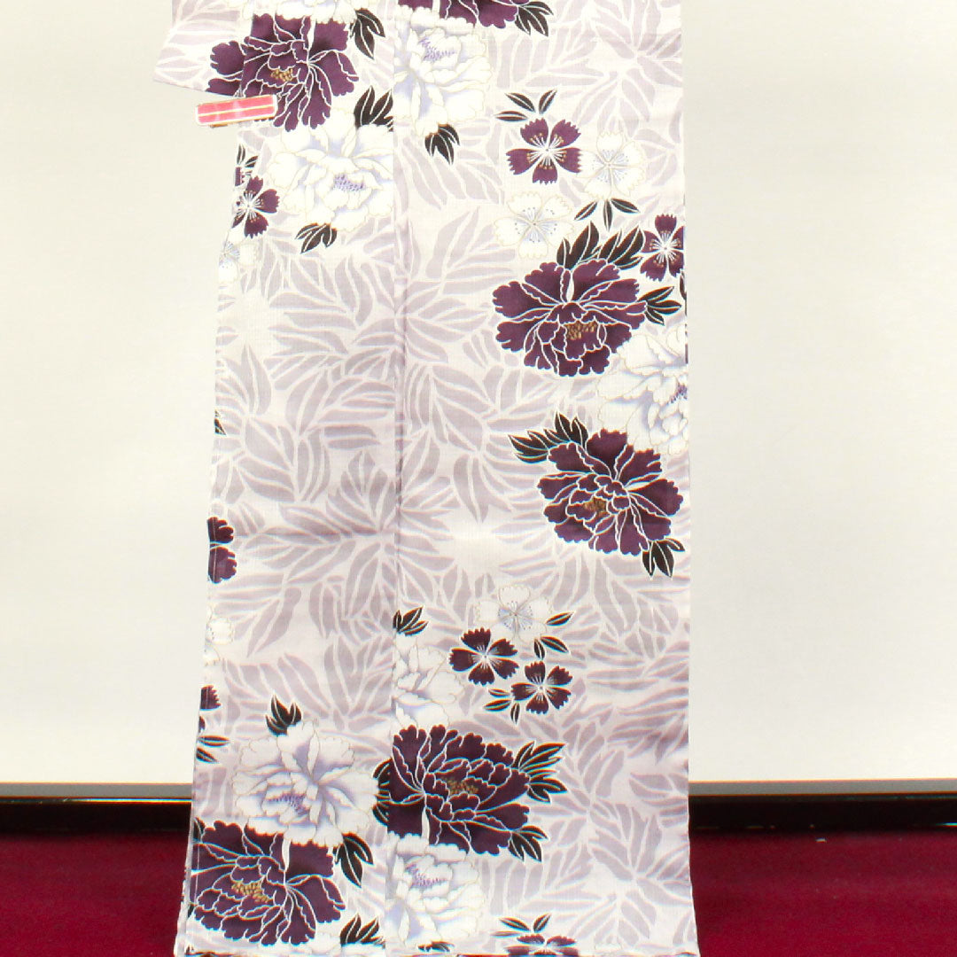 浴衣 牡山茶花 撫子 木綿 Sランク 単衣 身丈172.5cm 裄丈68.5cm 紫系 1118002122620