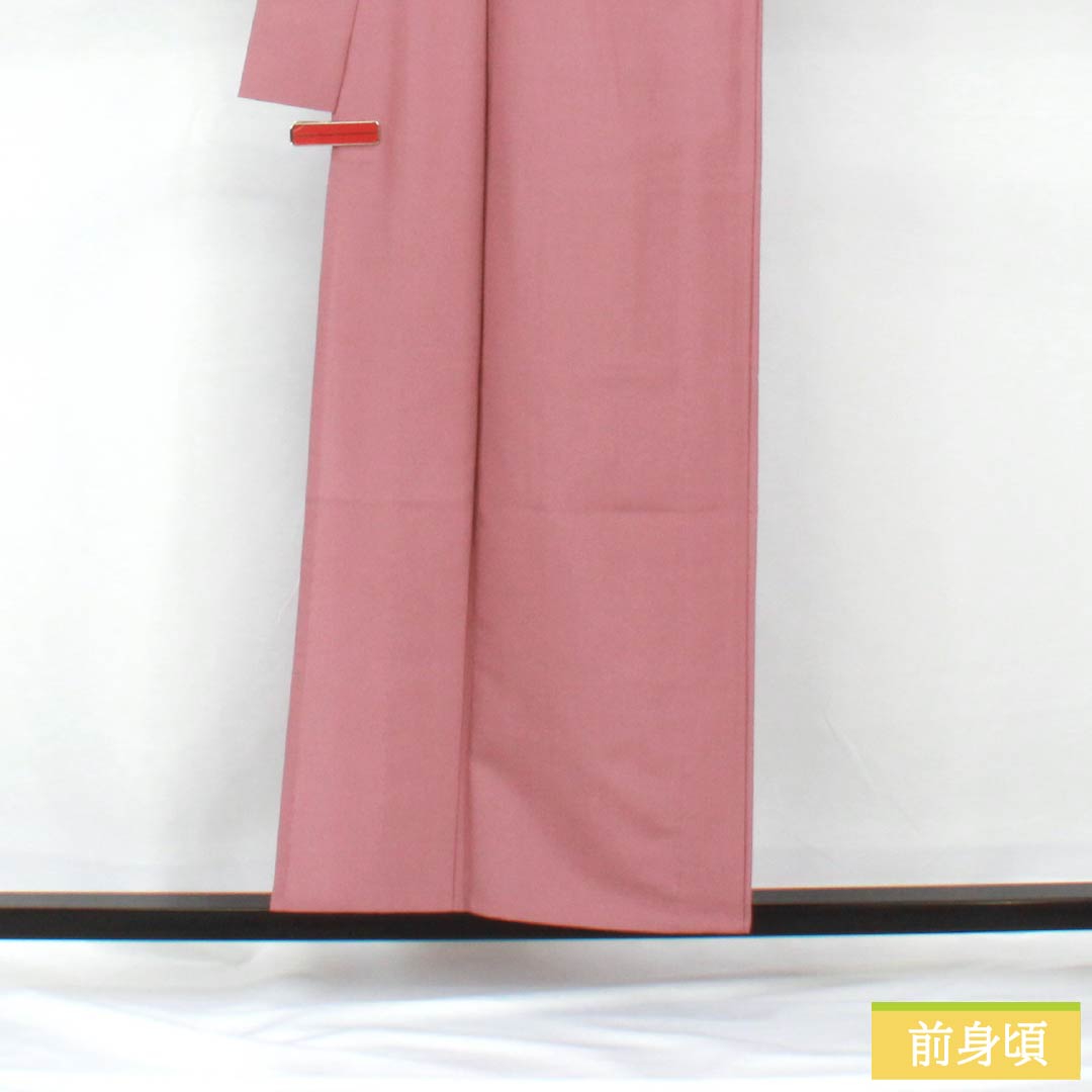 Solid-colored polyester kimono, length 156cm, sleeve length 65.5cm, with a red obi (taikoshoku), washable, single-layer kimono, S rank, pink, product number 1114002142313