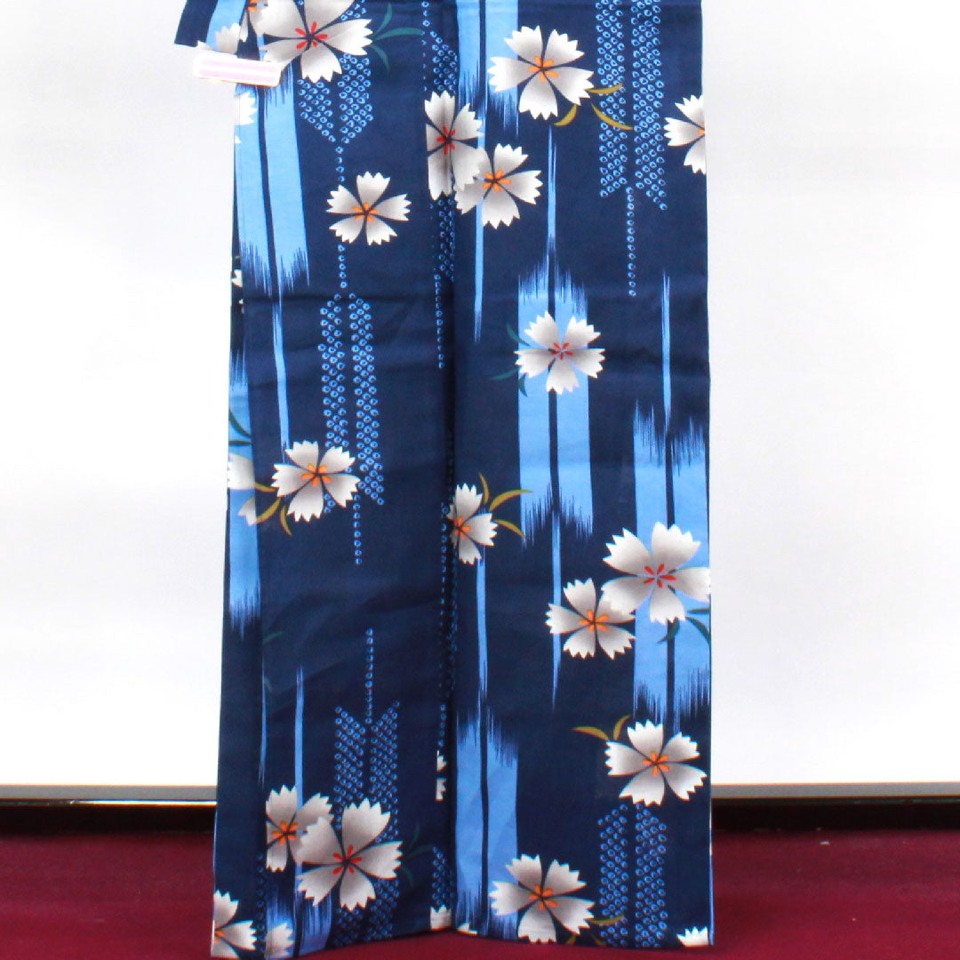 Yukata, navy blue, cherry blossom, cotton, S rank, single layer, length 165cm, sleeve length 67cm, navy blue, 1118002052518