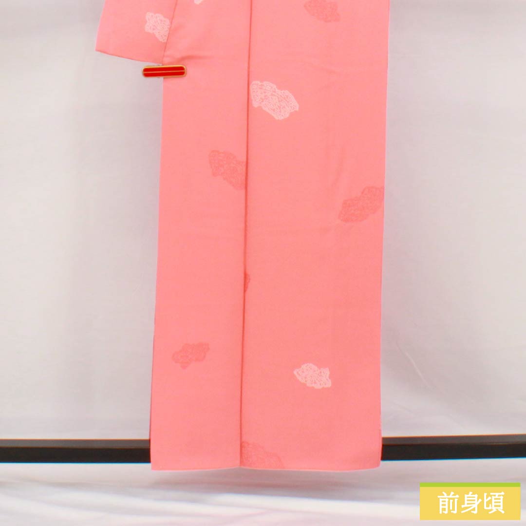 Komon, pure silk, length 158.5cm, sleeve length 64.5cm, lined, coral color, abstract pattern, S rank, pink, 1115005002313