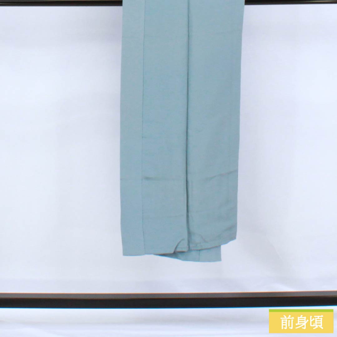 Men's Nagajuban (long under-kimono), Pure Silk, Grade A, Length 137cm, Sleeve Length 64.5cm, Oborohanairo (Oborohana Iro) with Landscape Painting, Single-layer, Light Blue, 1140000763324