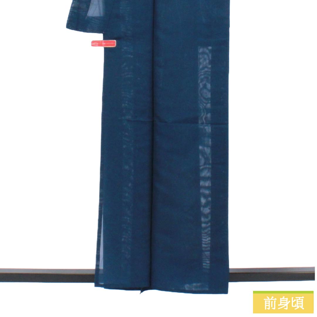 夏物 正絹 色無地 Aランク 身丈158.5cm 裄丈62cm 韓藍色(からあいいろ) 抽象模様 紗 青系 1132004383317
