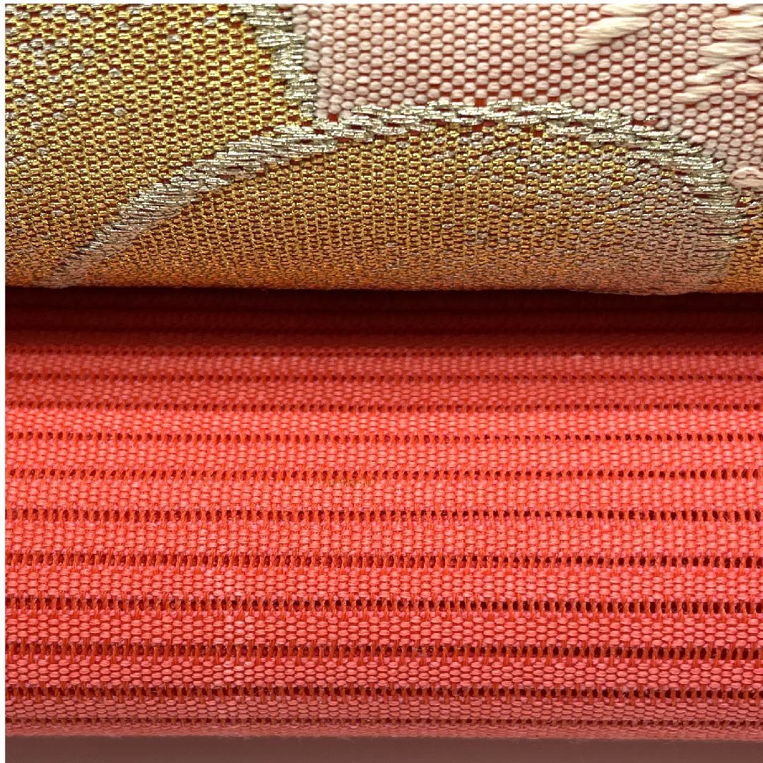 Nagoya obi, scarlet, summer obi, silk, flowing water, peony, obi length 344cm, pure silk, S rank, point pattern, semi-formal, vermilion, 1124004442316, pine needle style