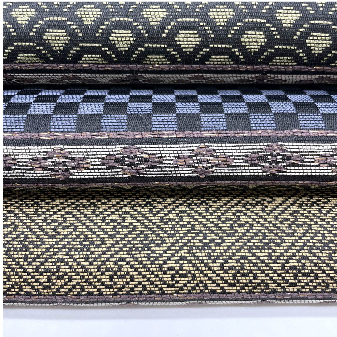 Nagoya obi, gradation, checkered pattern, Seigaiha pattern, Sayagata pattern, horizontal stripes, obi length 375.5cm, pure silk, S rank, full length, casual, gradation, 1124003192399, Nagoya style