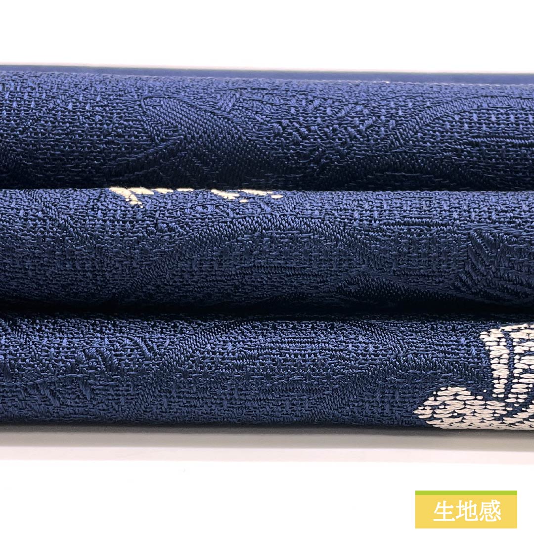 名古屋帯 紺瑠璃色(こんるりいろ) 鳥 帯丈418cm 正絹 Sランク ポイント柄 カジュアル 紺系 1124008332418 開き仕立て
