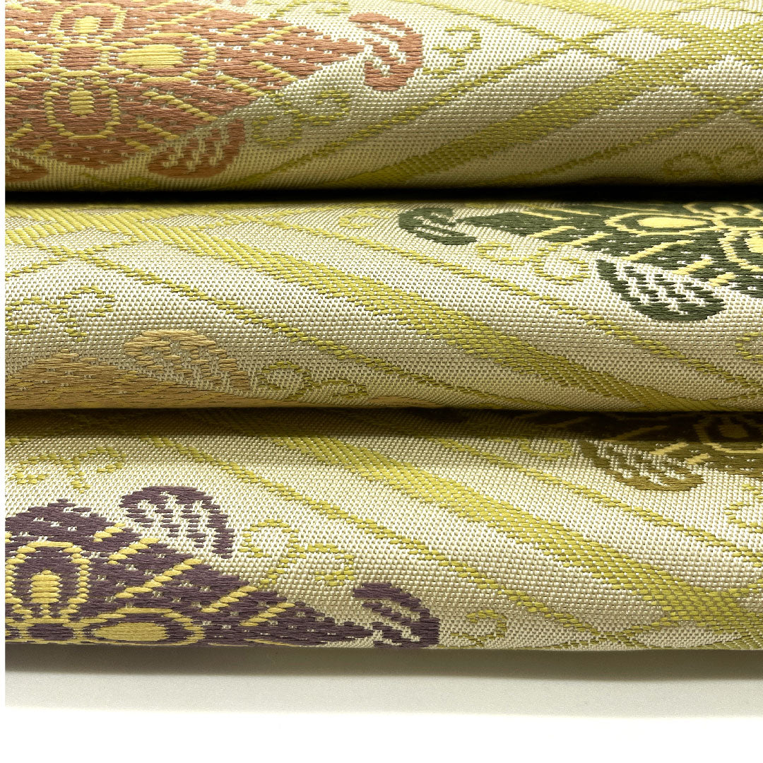 【未仕立】袋帯 正絹 Sランク 蒸栗色(むしぐりいろ) 上文錦 正倉院文様 帯丈438cm 六通 セミフォーマル 緑系 1123004812319